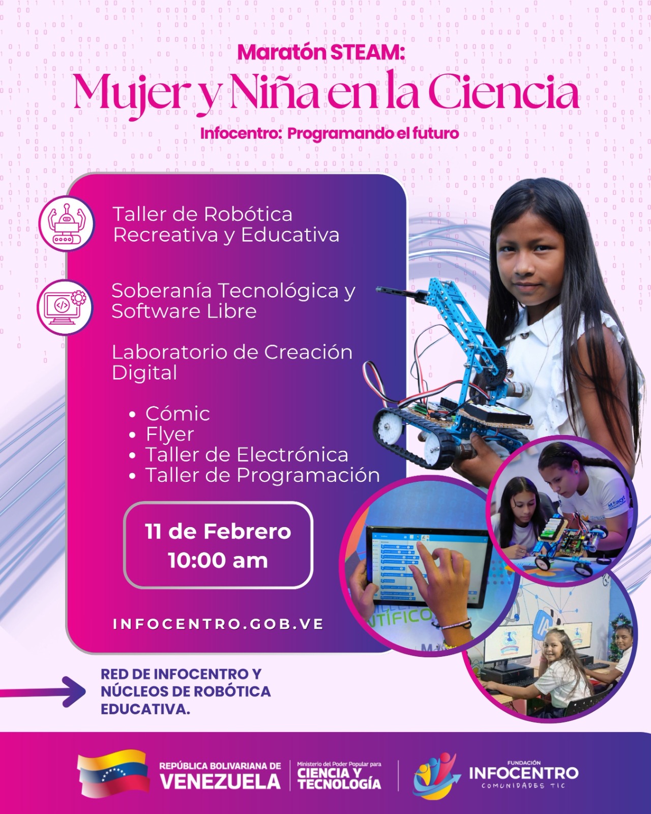 Infocentro impulsa la transferencia de saberes con el Maratón STEAM “Mujer y Niña en la Ciencia”